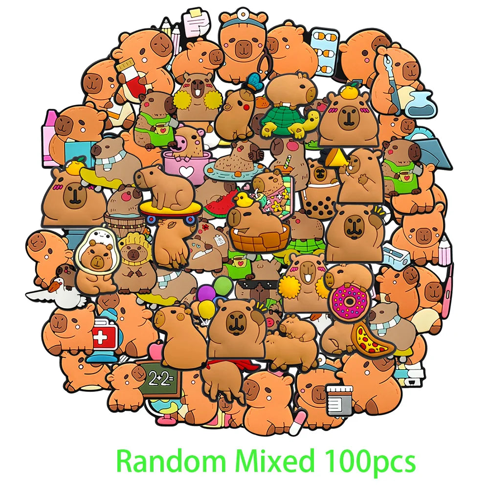 16-100pcs Capybara Summer Shoe Charms Animals Shoe Accessories For Clogs sandal Garden Decoration Kids School Gift Fit Wristband