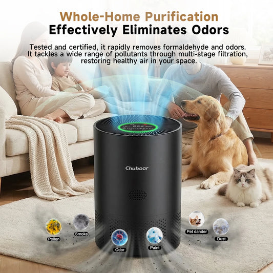 Chuboor PJ01 Air Purifier for Home Allergies in Bedroom Covers Up to 360 ft² H13 Filter Effectively Removes Odors Smoke And Dust