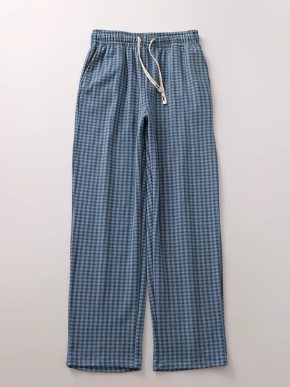 Comfortable Men's Plaid Velvet Sleep Pants Loose Straight Leg Long Pants Warm Cozy Autumn Winter Home Clothes Coral Velvet Fa...