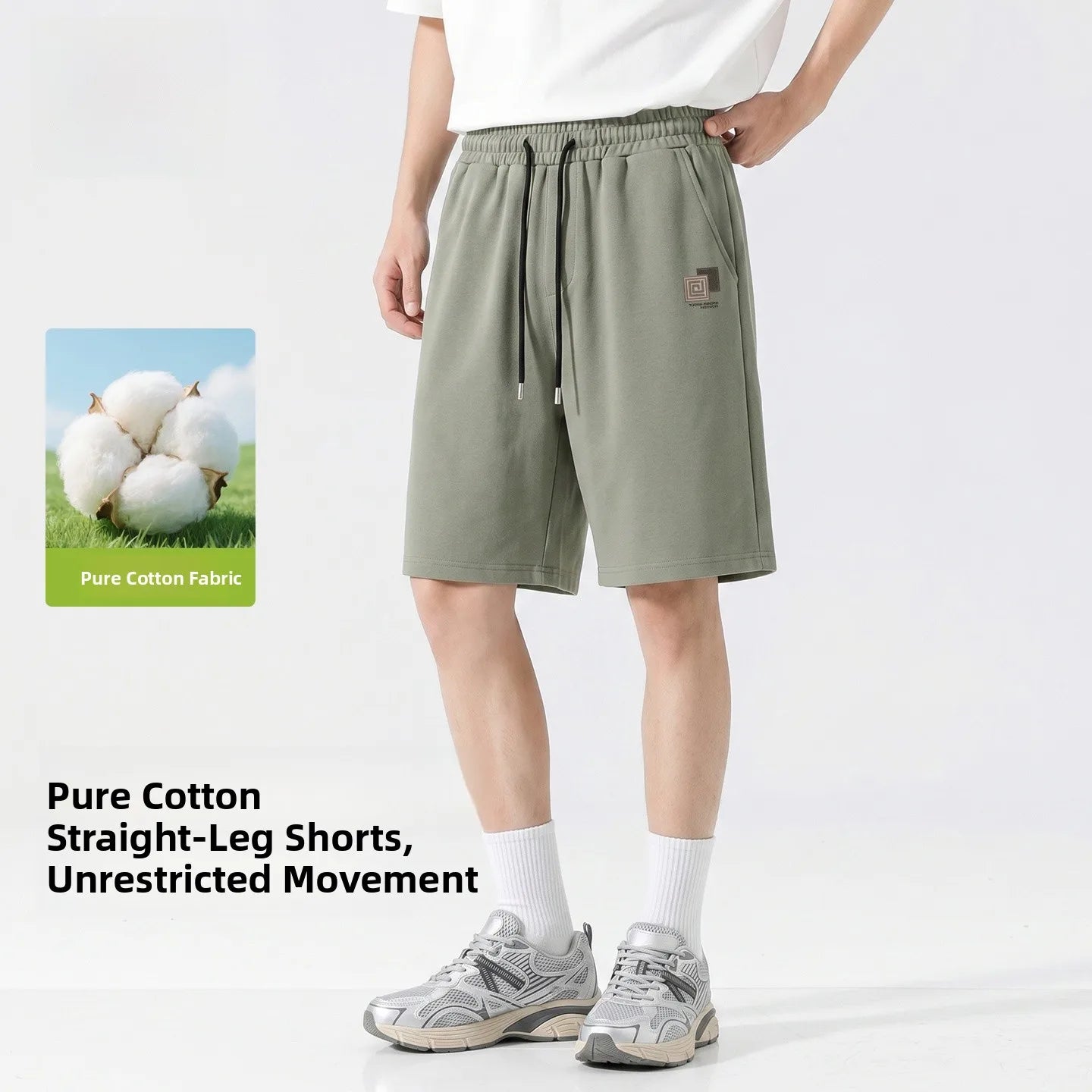 Baleno Men's Basketball Shorts Pure Cotton Sporty Casual Grey Summer Leisure Loose Fit Elastic Waist Short Length Pants