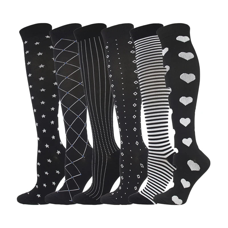 3/5/6 Pairs Compression Socks Exercise Mountaineering Running Sports Socks Elastic Medical Blood Circulation Swelling Nurse Sock