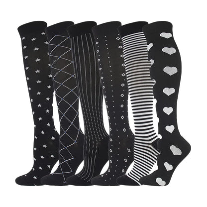 3/5/6 Pairs Compression Socks Exercise Mountaineering Running Sports Socks Elastic Medical Blood Circulation Swelling Nurse Sock