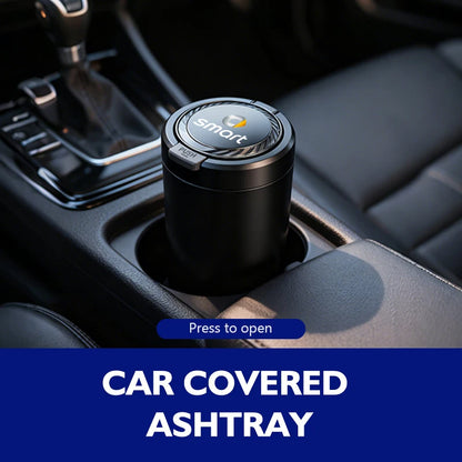 Alloy LED Car Ashtray With Lid Portable Ash Tray Mini Trash Can For Smart Fortwo Forfour 451 453 450 452 454 Forspeed Forjeremy