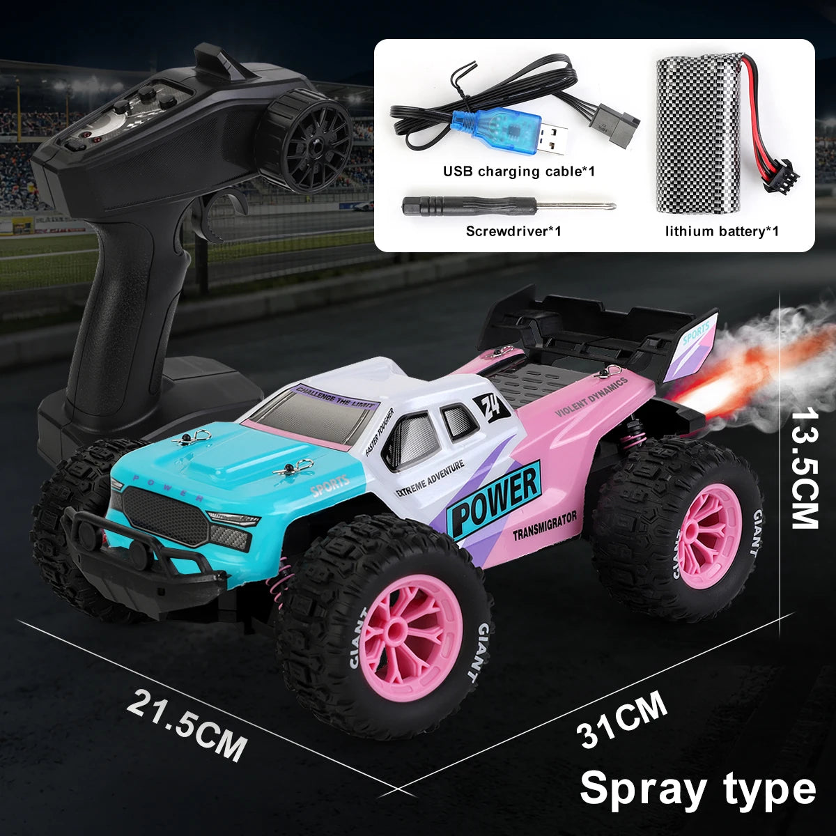 75KM/H 4WD High-Speed RC Car 1:16 Monster Off-road Truck Alloy Body With LED Lights All-Terrain Remote-Controlled Racing Car Toy