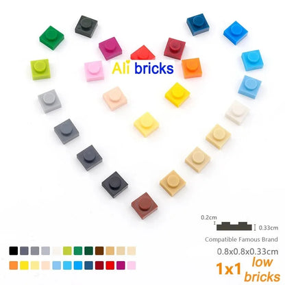 100g/588Pcs 3024 1x1 Brick Moc Short 1-Hole Color Spare Parts Compatible with Brick DIY Children's Toy Assembly Gift Box