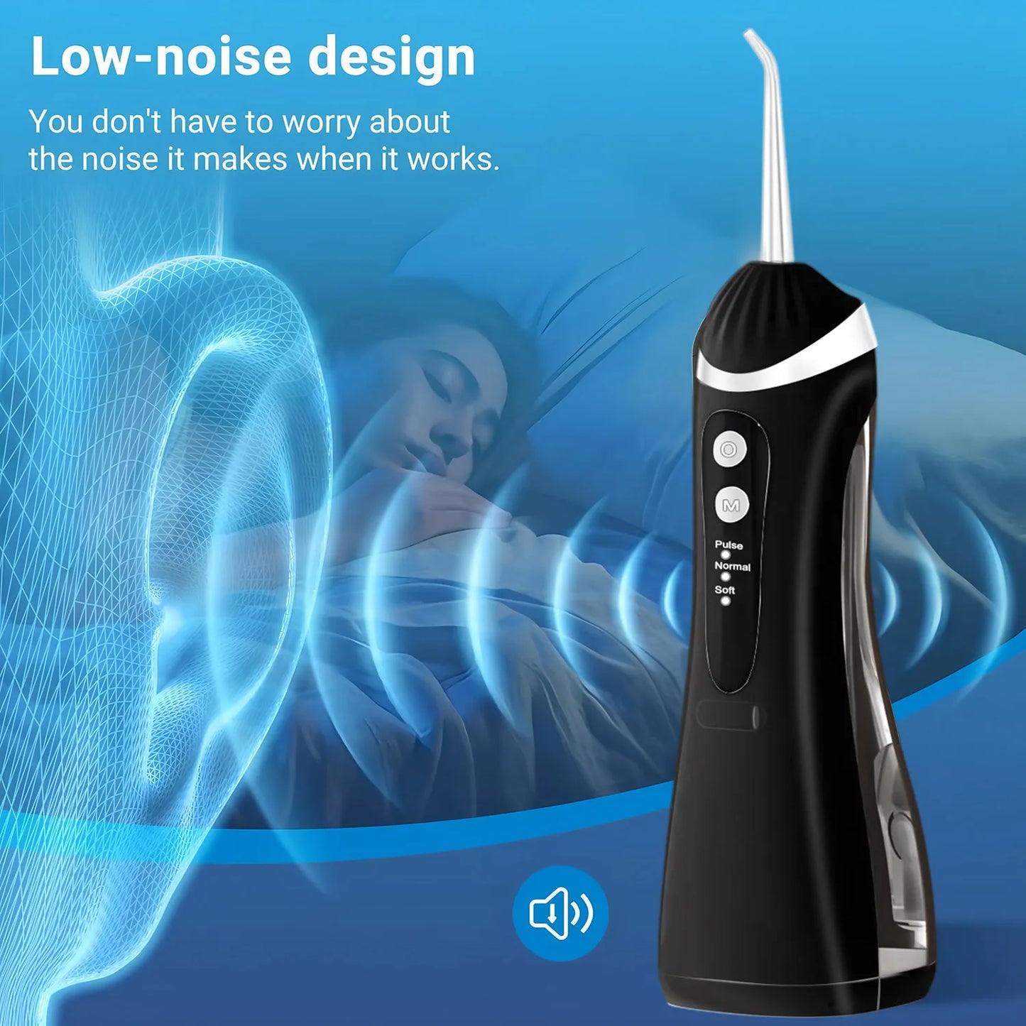 Water Floss Portable Cordless F18 Water Flosser 3 Cleaning Modes Waterproof Rechargeable Water Cleaner 4 Nozzles Clean Gums