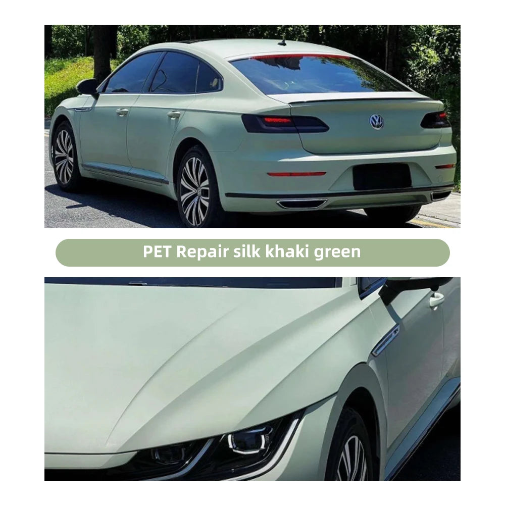 Matte Satin Khaki Green Full Car Wrap Vinyl PVC PET Auto Body Sticker Color Changing Film Roll Paint Protection 1.52X18M