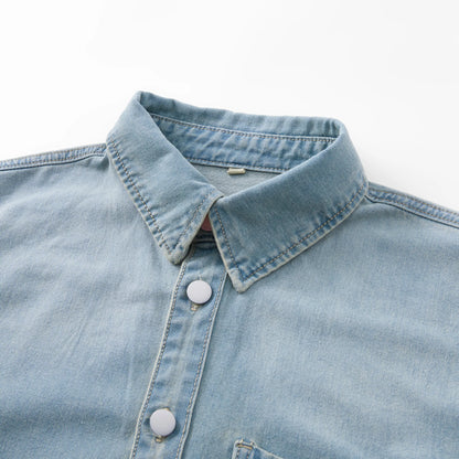 Men's Casual Denim Shirt Jacket Classic Button Up Workwear Style Jean Coat for Spring Fall