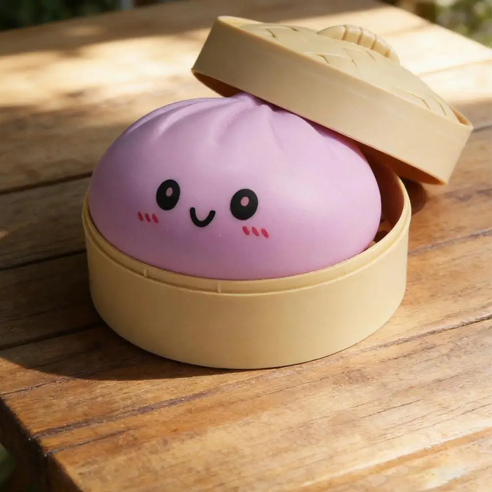 Fun Dumpling Stress Balls Reusable Simulation Bun with Steamer Low Rebound Decompression Toys Dough Ball Home Decoration Gifts