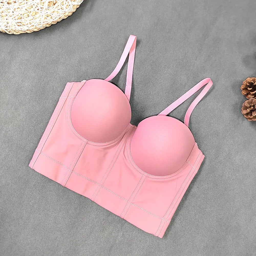 SXTHAENOO Summer 8 colors Fashion Mesh Push Up Bralet Women's Corset Simple Bustier Bra Night Club Party Sexy Cropped Top Vest