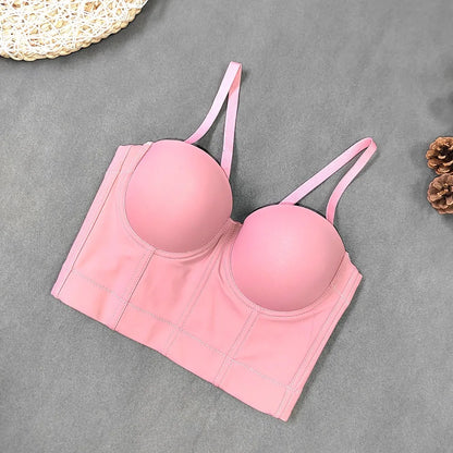 SXTHAENOO Summer 8 colors Fashion Mesh Push Up Bralet Women's Corset Simple Bustier Bra Night Club Party Sexy Cropped Top Vest