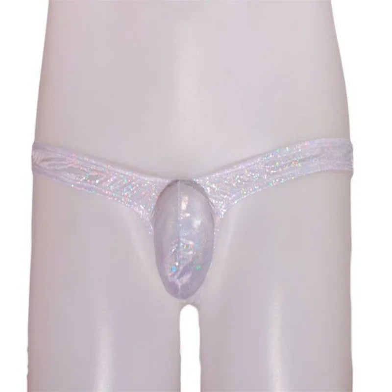 Laser Colorful Men's G-string Underwear Sexy Men's Briefs U Convex Male Underpants Low Waisted Thong Private Party club Panties
