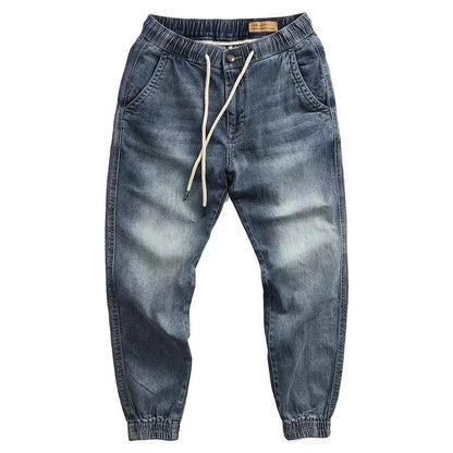 Wholesale 2022 New Denim Men's Stretwear Beam-legged Harem Pants for Young Students Loose Drawstring Sweatpants Baggy Jeans
