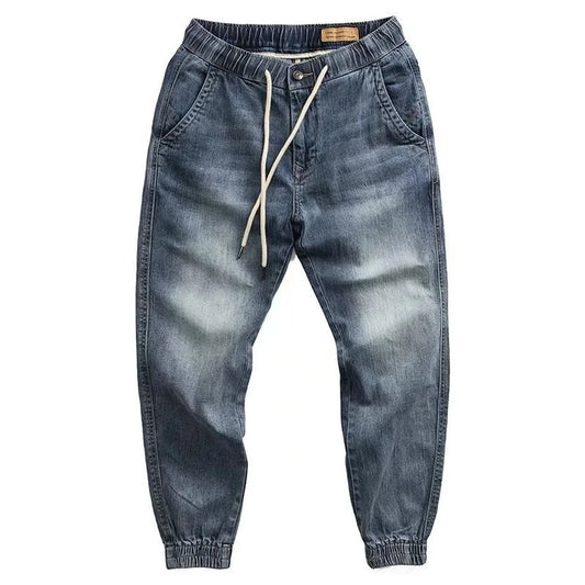 Wholesale 2022 New Denim Men's Stretwear Beam-legged Harem Pants for Young Students Loose Drawstring Sweatpants Baggy Jeans