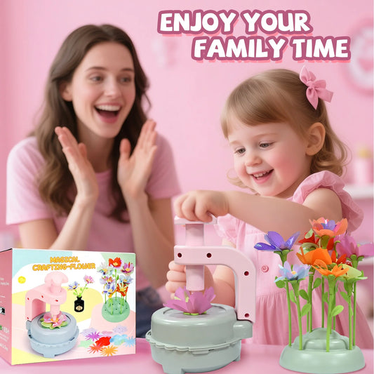 DIY Craft Kits Toys Kids Handmade Bouquet Making Machine Set Artificial Flower Toy Set Flower Arrangement Girls Educational Gift