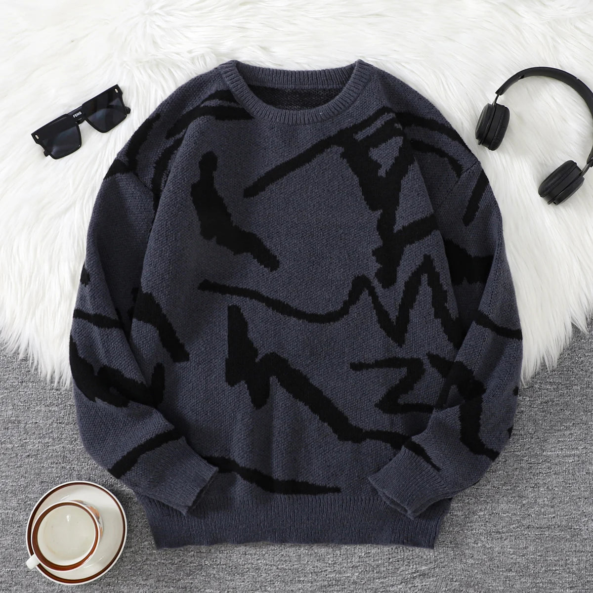 Unisex Sweaters, Casual and Comfortable with Dropped Shoulders, Autumn and Winter Knitwear, Soft Regular-Fit Long-Sleeved Crew Neck Pullovers, Suitable for Everyday Wear, Unisex Tops for Going Out, Men's Knit Pullovers