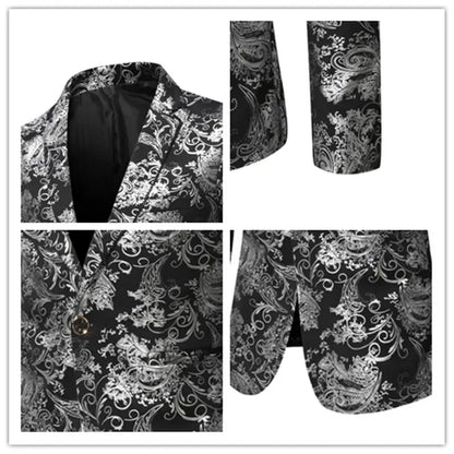 Blazer Mens Jacket Fashion Business Handsome British Style Casual Slim-fit Print Wedding Work Hot Chick At The Bar  Blazers