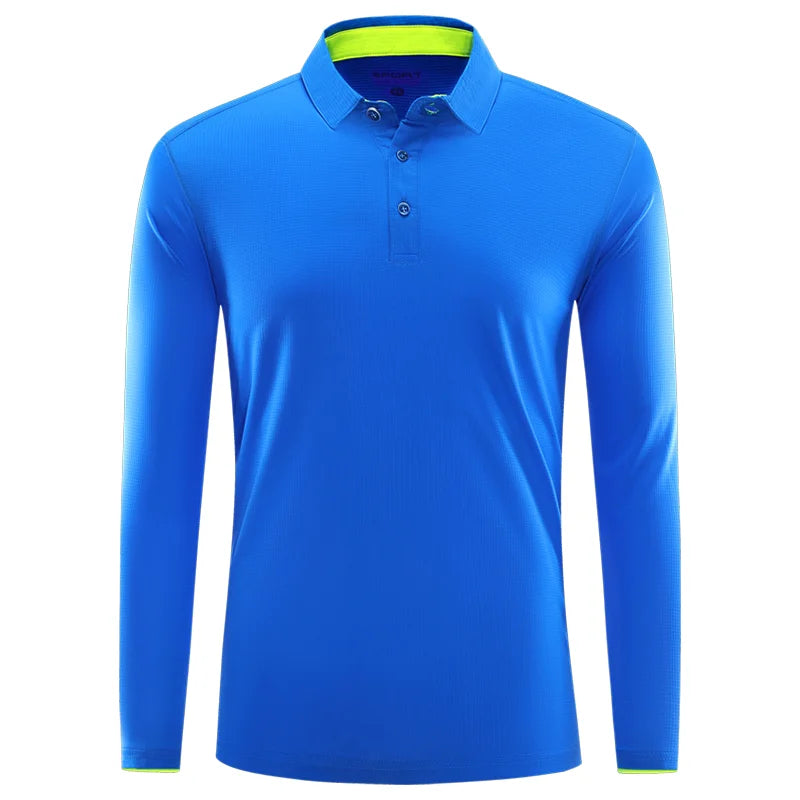 Quick Dry Long Sleeve Polo Custom Logo High Quality Lapel Sports Polo Shirt Embroidery Design Company Team Shirt Printing Image
