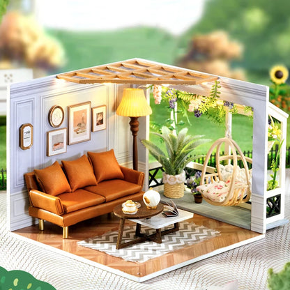 DIY Dollhouses Kit With Furniture Small House Scene Model Miniature Doll House Wooden Assembly Model Toy For Birthday Gifts