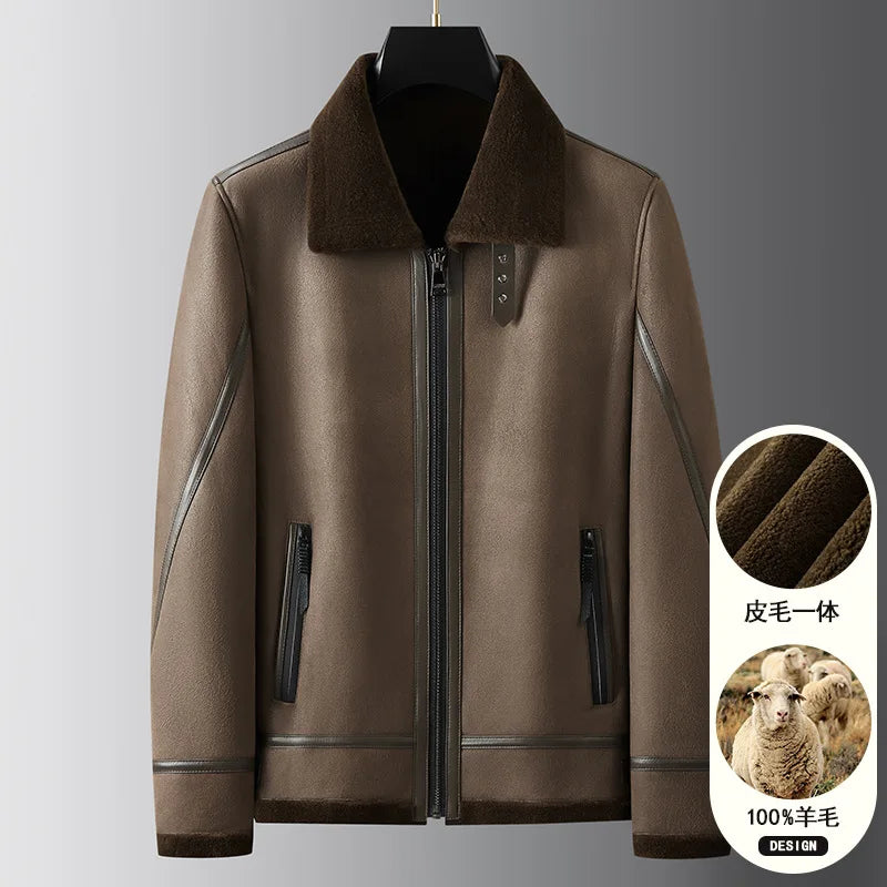 Tcyeek Natural Genuine Leather Jacket Men Winter Clothes Warm Real Fur Coat Male Real Sheepskin Wool Coats Jaqueta Masculina