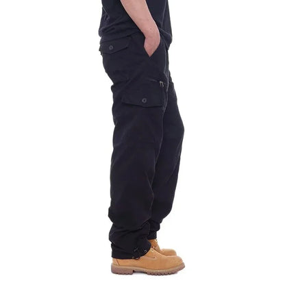 Fashion Solid Color Cotton Casual Pants Men Multi Pocket Cargo Pants Male Baggy Camouflage Sweat Pants Loose Fit Plus Size M-5XL
