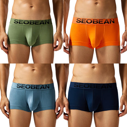 4-Pack SEOBEAN  Men's Cotton Briefs Comfortable Sweat-Absorbent Boxer Shorts Male Underwear