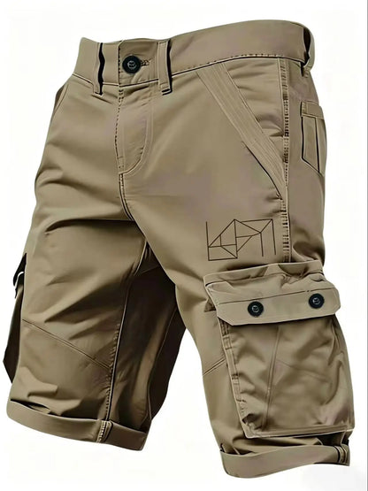 Men's Cargo Shorts 3D Plaid Print Multi-functional Utility Pockets Non-stretch Fabric Zipper Closure Outdoor Survival Style