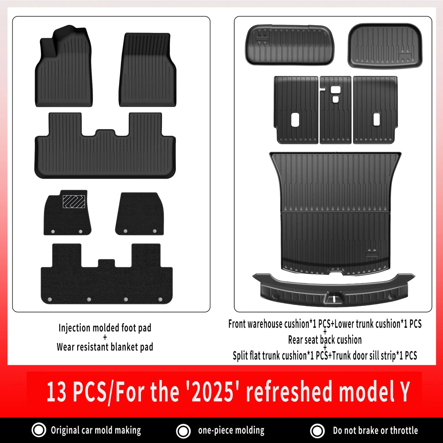 TPE Car Floor Mats For New Tesla Model Y 2025 Juniper Luggage Mat Set Waterproof Anti-slip Trunk Mats Floor Liner Backrest Mats