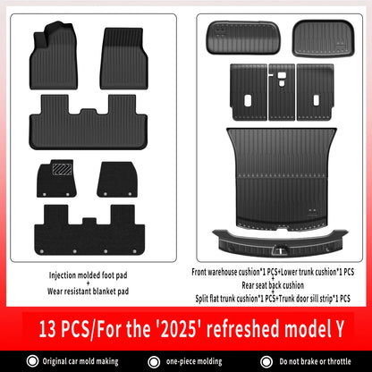 TPE Car Floor Mats For New Tesla Model Y 2025 Juniper Luggage Mat Set Waterproof Anti-slip Trunk Mats Floor Liner Backrest Mats