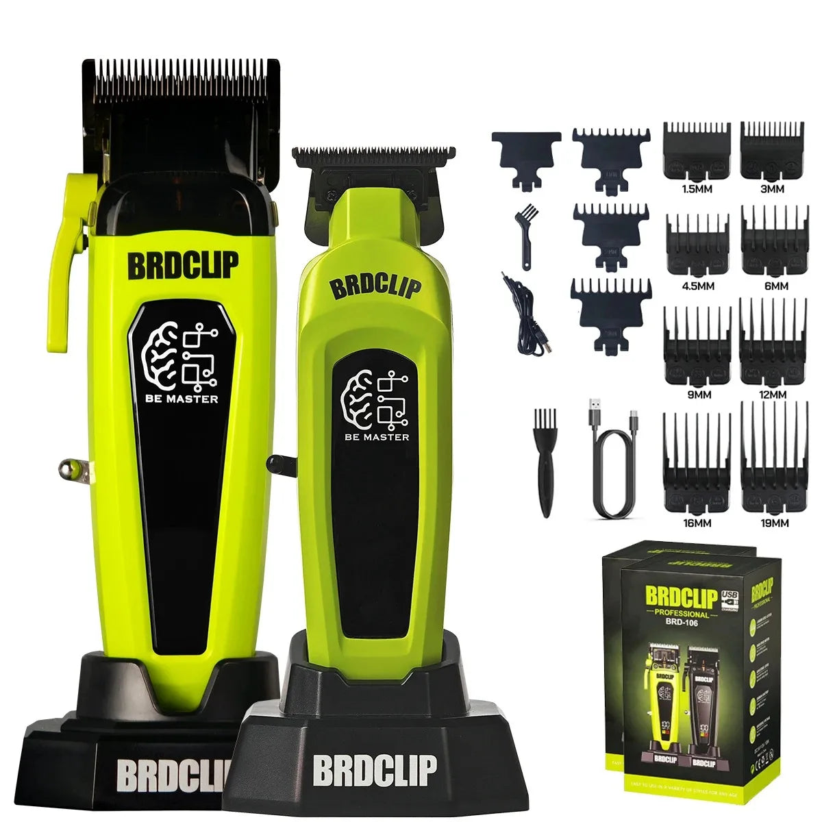 BRD FADE Clipper Professional Men's Hair Line Up Trimmer 10000RPM Barber Foil Shaver Base Charger Salon Blending Tools