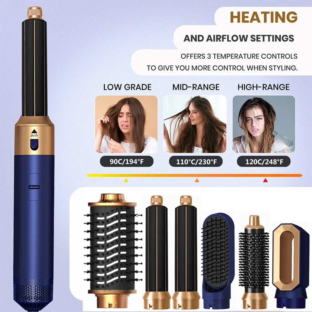 6 in 1 Hair Dryer Brush Hot Comb Set Professional Curling Iron Hair Straightener Styling Tool For Air styling Airwrap Hair Dryer
