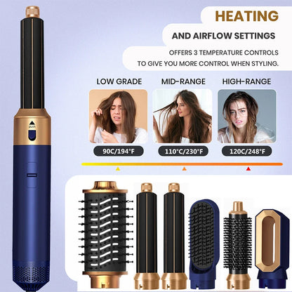 6 in 1 Hair Dryer Brush Hot Comb Set Professional Curling Iron Hair Straightener Styling Tool For Air styling Airwrap Hair Dryer