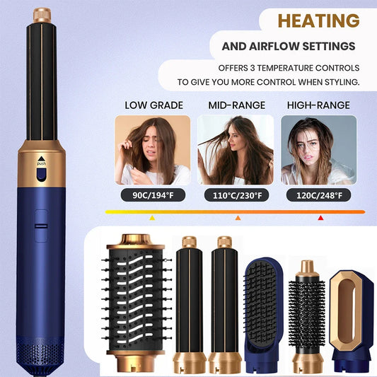 6 in 1 Hair Dryer Brush Hot Comb Set Professional Curling Iron Hair Straightener Styling Tool For Air styling Airwrap Hair Dryer