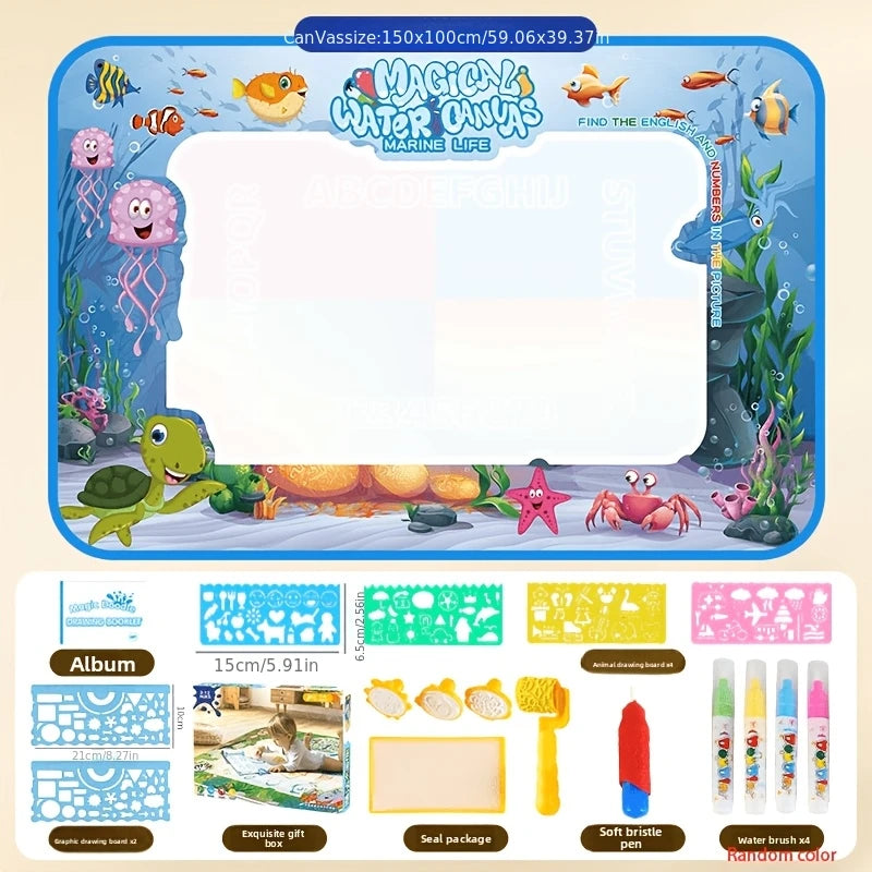 Magic Water Canvas with Pens Reusable Magic Water Drawing Mat for Children Educational Toys for Kids Christmas Gift