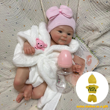 AnjoDoll 2 Sets Of Clothes 13Inch Open Mouth Silicone Reborn Doll Washable Handmade Doll Toy Ideal Gifts