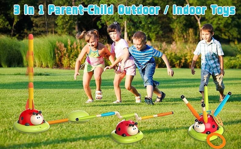 4 Styles Ladybug Multifunction Exercise Machine Ferrule Jump Rocket Launcher Toy Sports Entertainment Game Outdoor Educational