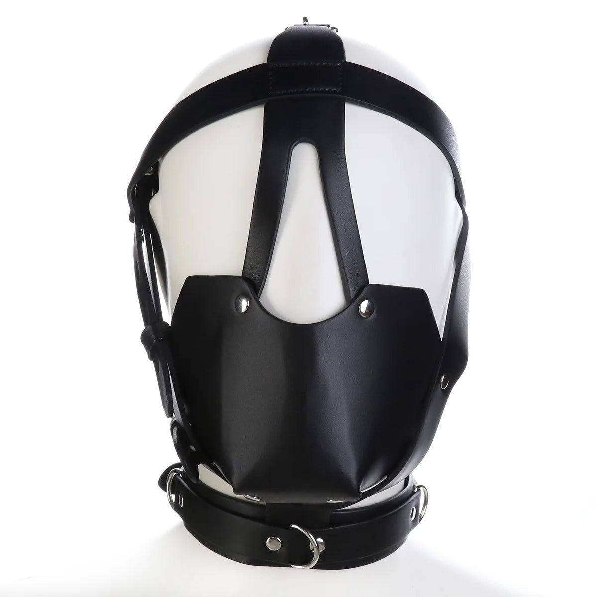 PU Leather Harness Face Mask Cool Black Headgear BDSM Bondage Restraint Muzzles Ball Mouth Gag Sex Toys for Couples Adult Games