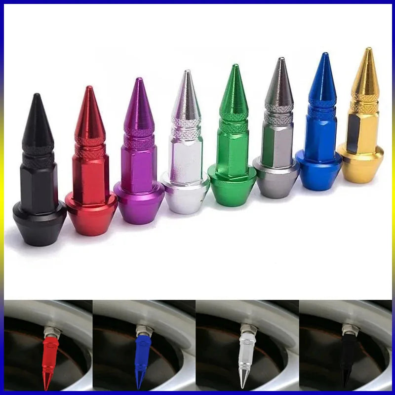 4pcs 45mm 60mm Universal Car Tire Valve Stem Cap Wheel Rim Stem Spike Shaped Dust-proof Air Metal Cap Cover for Motorcycle