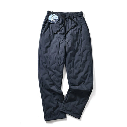 Men's Lightweight Duck down Straight Leg Elastic Waist Pants Winter Warm Casual Fashionable Polyester Fiber Long Trousers