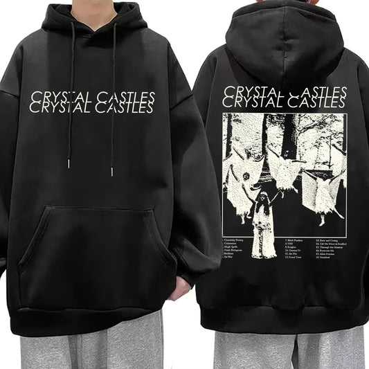 Vintage Crystal Castles Band Hoodies Men Women Gothic Punk Rock Hooded Sweatshirt Male Fashion Loose Oversized Pullover Hoodies