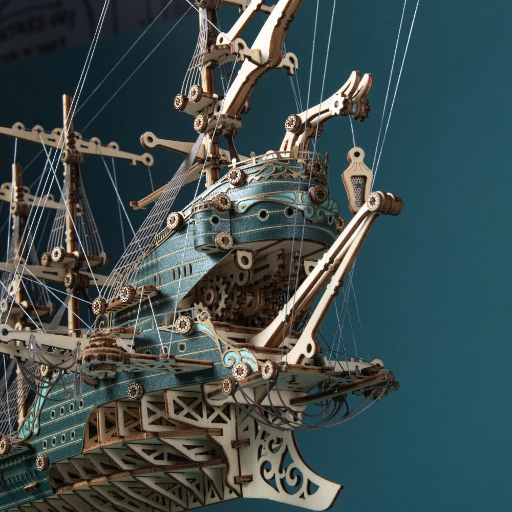 3D Wooden Sets For Adults And Children, Steampunk Mystery Future Pirate Ship DIY Assembled Toys Creative Decorations Birthda