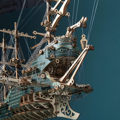 3D Wooden Sets For Adults And Children, Steampunk Mystery Future Pirate Ship DIY Assembled Toys Creative Decorations Birthda