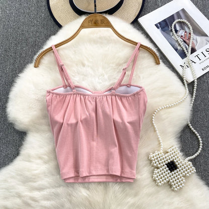 Sexy Fashion Design Camisole Tank Top Women Slim Fit Outerwear Spicy Base Shirt Sexy Backless Vest Short Straight Cut Bodycon