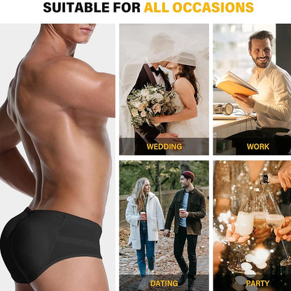 MISSMOLY Mens Padded Underwear Butt Enhancer Shapewear Butt Lifter Boxers with Detachable Pads