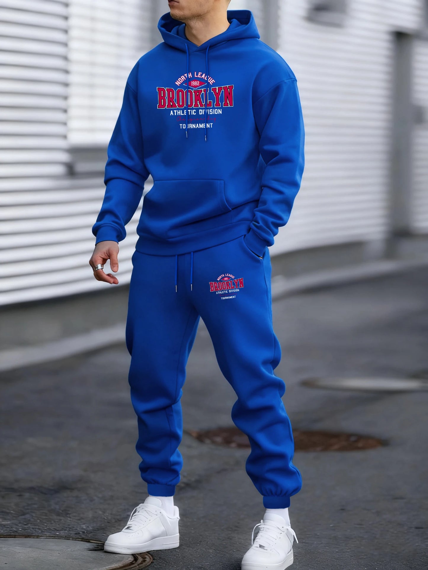 Usa North League Brooklyn Printed Pullover Men Fleece Fashion Suits Simple All-Match Pants Unisex Casual Vintage Clothing