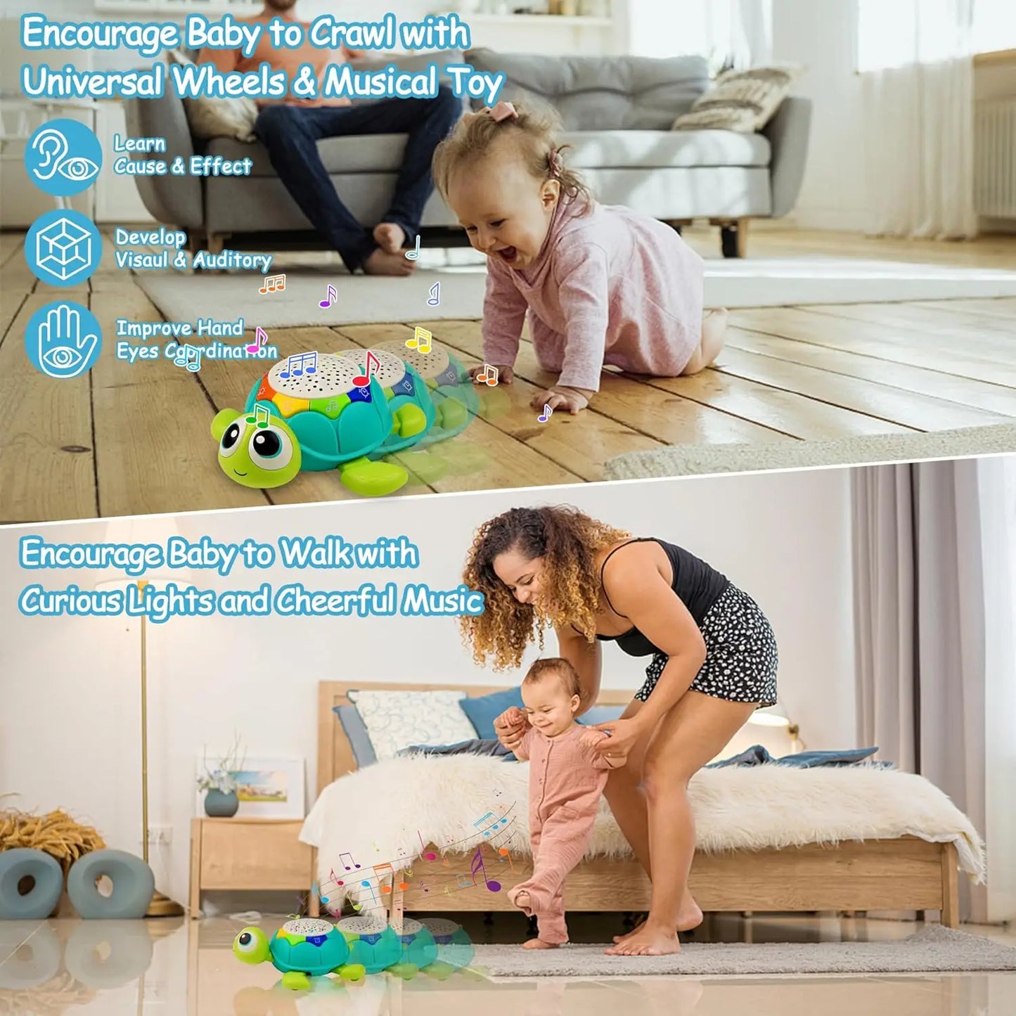 Musical Turtle Baby Toys Infant Light-up Projector Musical Tummy Time Toy Baby Crawling Toys Birthday Christmas Gift for Kids