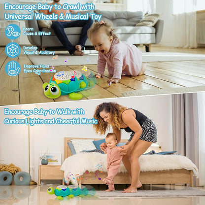 Musical Turtle Baby Toys Infant Light-up Projector Musical Tummy Time Toy Baby Crawling Toys Birthday Christmas Gift for Kids