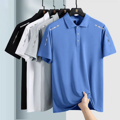 Quick Dry Ice Silk Short Sleeve  Shirt Men's Style Summer Thin Casual Business High End Top Shirt T-Shirt for Men