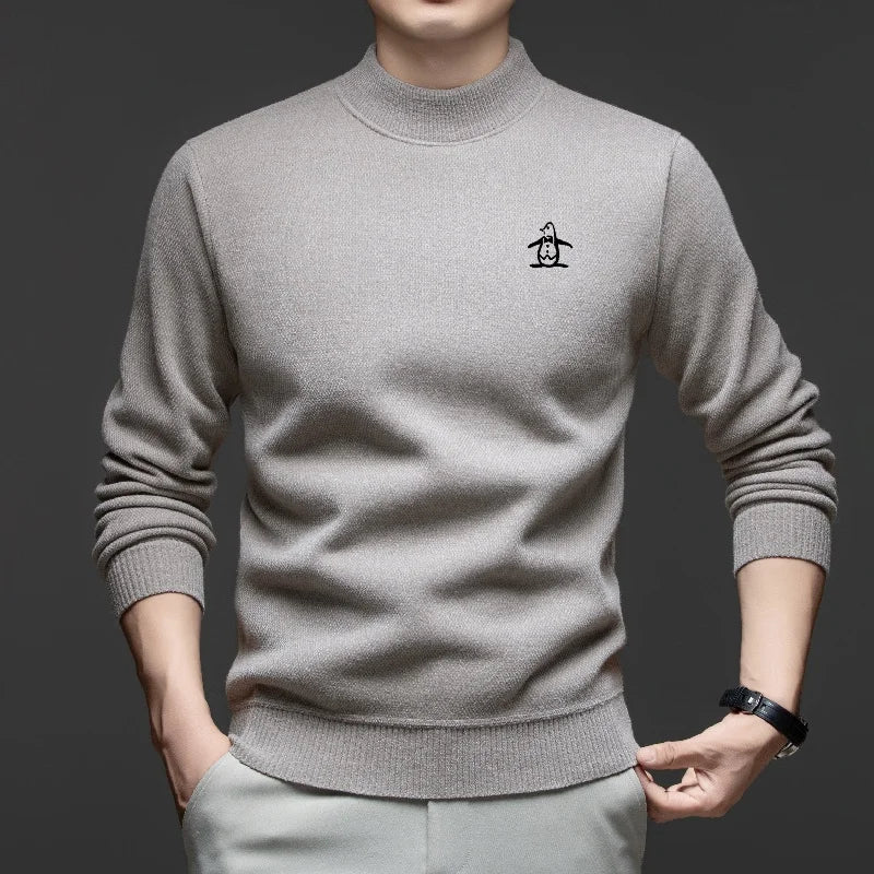 High quality hot selling autumn winter comfortable new knitted sweater men's personalized brand penguin embroidery warm pullover