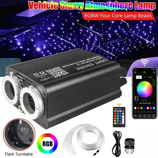 Car Starry Sky Light Auto Home Fiber Optic Lights Atmosphere Lamp Music Control Ceiling Lights RGB 12W 1/2 Interface 8Color LED